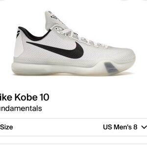 Nike Kobe 10 Fundamentals    White Black Sneakers